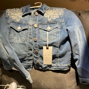 New with tags Copper Flash ladies rhinestone jeans jacket size PM. Nice N trendy